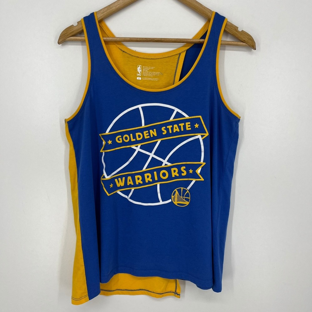 NBA Golden State Warriors Womens Tank Top Blue Gold Graphic Sleeveless Large